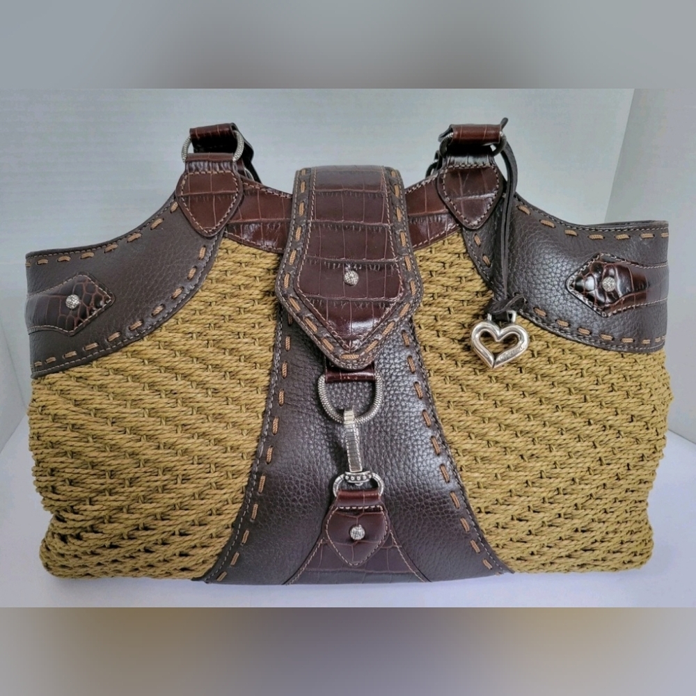 Brighton Leather Trim Jute Shoulder Bag